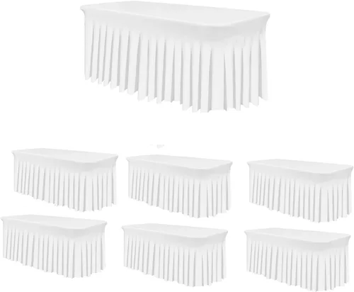 Miniatura 26 de TC27 - Mantel rectangular ajustable de elastano de 4 pies con falda plisada, sin arrugas, mantel rectangular para fiestas, bodas, banquetes