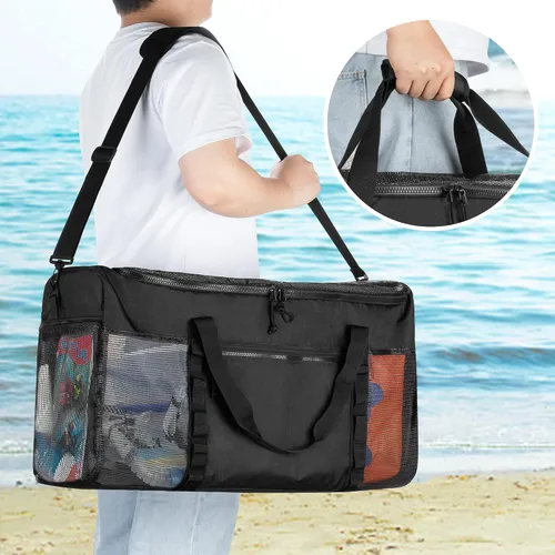 Miniatura 5 de Fasrom Bolsa de lona XL de malla para equipo de buceo, bolsa deportiva de gran tamaño para esnórquel, natación, artículos de playa y gimnasio