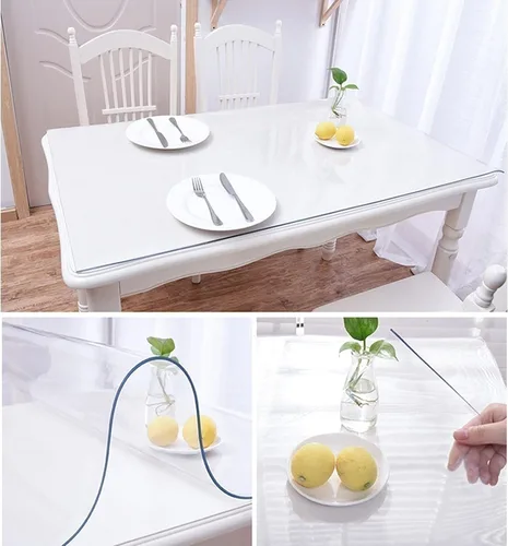 Miniatura 5 de Protector de mantel de plástico transparente impermeable, de vinilo transparente, fácil de limpiar, almohadilla protectora de escritorio de madera