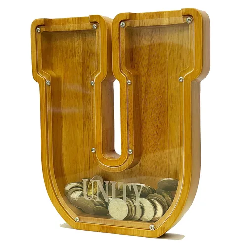 Miniatura 54 de Alcancia personalizada grande de madera con letras, alcancía para monedas, alcancía personalizada con nombre, puede ser utilizada como regalo de J