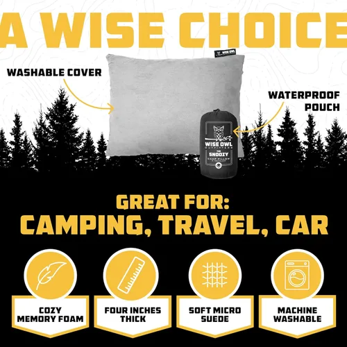 Miniatura 2 de Wise Owl Outfitters - Almohada de camping - Almohada de espuma viscoelástica para viajes en avión, senderismo, mochilero y uso al aire libre - Gris