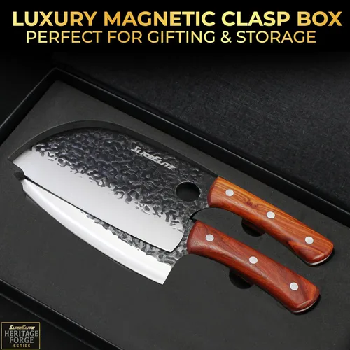 Miniatura 8 de SliceElite 2PCS Juego de Cuchillos de Chef Forjados a Mano Cuchillos Serbios y de Carnicero para Cortar Carne y Vegetales Cuchillo de Cocina