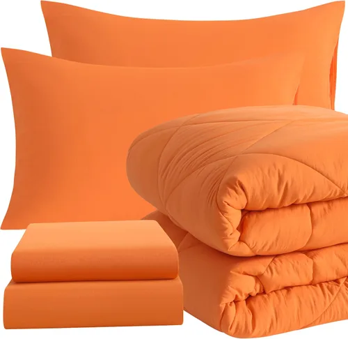 Miniatura 35 de NTBAY Juego de edredón Twin con sábanas, juego de ropa de cama Twin suave y transpirable de 5 piezas, cama Twin en una bolsa, juego de edredón Gris
