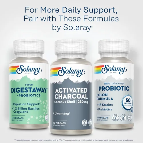 Miniatura 6 de SOLARAY Suplemento de carbón activado, 280 mg por porción, fuente de coco, para hombres y mujeres, limpieza interior y apoyo del tracto digestivo