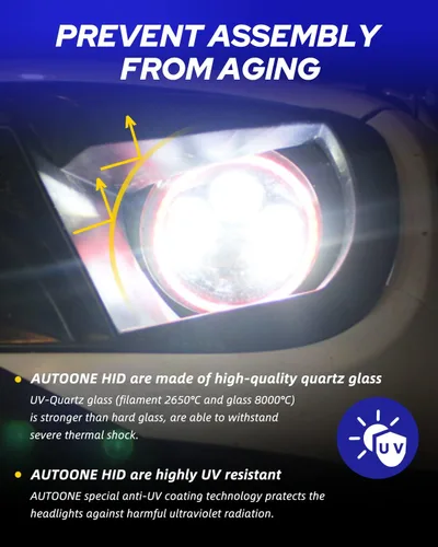 Miniatura 7 de AUTOONE 2024 Bombilla de faro delantero D1S D1R HID mejorada, 300% más luminosidad, 6000K blanco frío 66144 66140 85140 85415 Bombillas Xenon HID