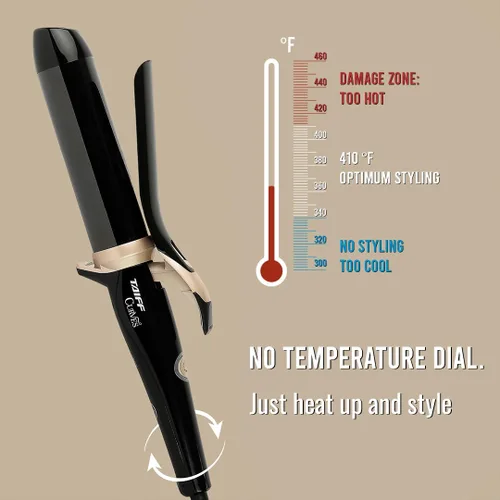 Miniatura 3 de TAIFF Curves - Rizador profesional de titanio negro – Rizador de pelo de alto rendimiento y rizadora para cabello con doble voltaje Temperatura