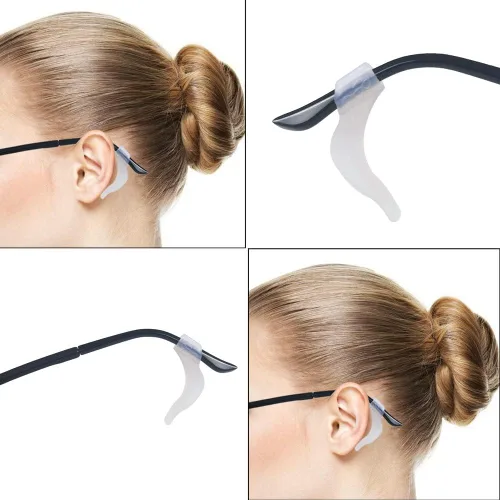 Miniatura 3 de YINGFENG 22 pares de soporte antideslizante de silicona blanca para lentes con caja de almacenamiento, soporte para gafas, gancho antideslizante