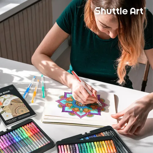 Miniatura 6 de Shuttle Art Bolígrafos de gel, paquete de 120 bolígrafos de gel empaquetados en caja resistente, 60 colores únicos con 60 recambios para adultos, 60