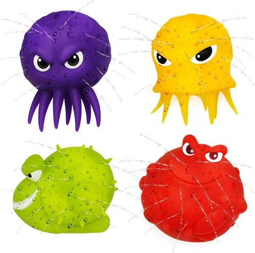 Miniatura 7 de 4E's Novelty Paquete de 4 bolas de agua de pulpo de animales marinos, juguetes de piscina, actividades al aire libre, bañera sensorial, pulpo, bolas