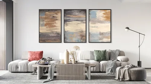 Miniatura 2 de ASDCEUTICALS Lienzo grande para pared, cuadros abstractos marrones para sala de estar, decoración de pared retro estética, pinturas rústicas, obras