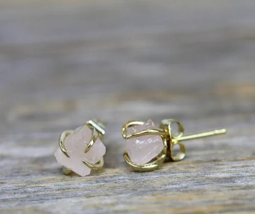 Miniatura 3 de Pendientes de tuerca de piedra preciosa cruda, idea de regalo para el día de la madre, graduación, moda de verano
