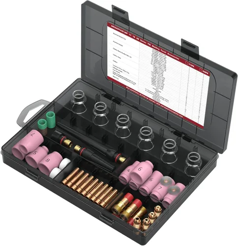 ARCCAPTAIN TIG Kit de accesorios de soplete de soldadura 71 unids boquilla de alúmina Collets Cuerpo Stubby Gas Lens #12 Copa de vidrio consumibles