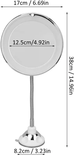 Miniatura 2 de Espejo de aumento giratorio de 360°, funciona con pilas, aumento de 10X, flexible, inalámbrico, cuello de ganso, luz de relleno LED, ventosa, cuello