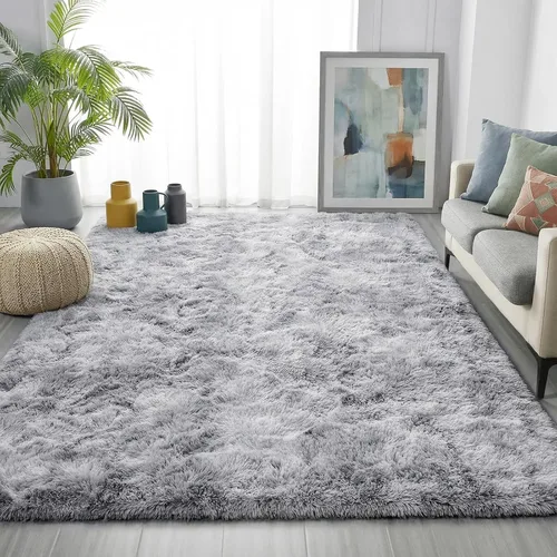 Miniatura 56 de PAGISOFE Alfombras esponjosas de dormitorio de 4 x 6 pies, color negro, alfombra moderna para sala de estar, alfombra lanuda para interiores