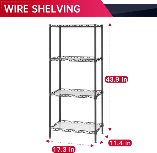 Miniatura 3 de BestOffice Estantería de almacenamiento ajustable de 4 estantes, estante de alambre de metal, capacidad de 600 libras con 4 hojas de polipropileno