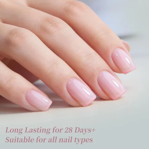 Miniatura 4 de Born Pretty Jelly Baby Pink - Esmalte de uñas de gel rosa claro, suave, transparente, neutro, translúcido, color natural, esmalte de gel UV