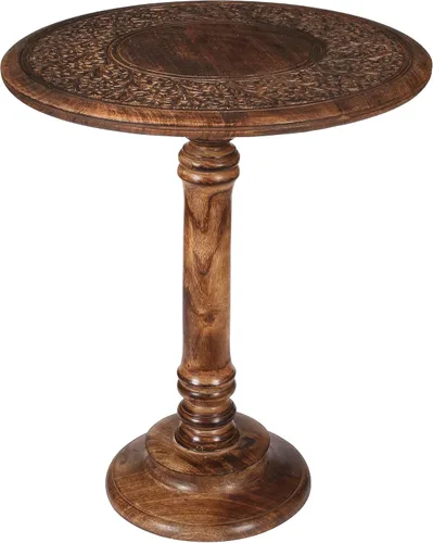 Miniatura 12 de Mesa auxiliar de madera, mesa auxiliar redonda tradicional, mesa auxiliar redonda moderna tallada a mano, octogonal de 18 pulgadas, color blanco