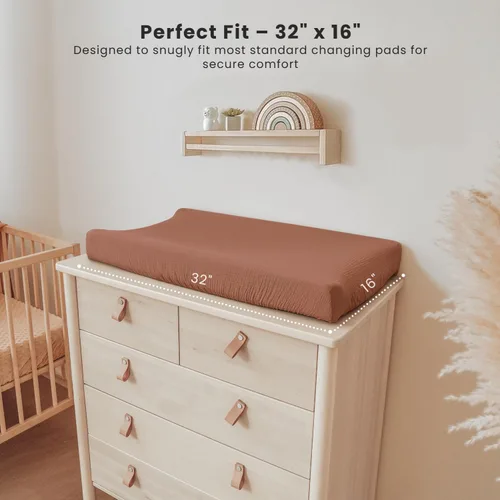 Miniatura 4 de Konssy Funda para cambiador de muselina para bebés, niñas y niños, 100% algodón, ajustada, para pañales, sábanas suaves y transpirables, paquete