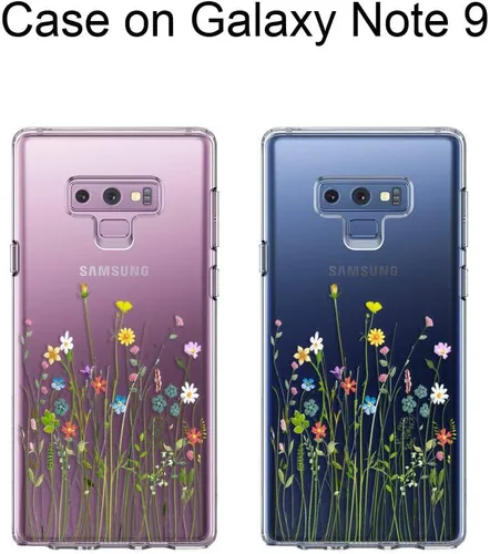 Miniatura 2 de Unov Funda compatible con Galaxy Note 9, transparente con diseño de TPU suave, absorción de golpes, delgada, diseño floral en relieve, cubierta