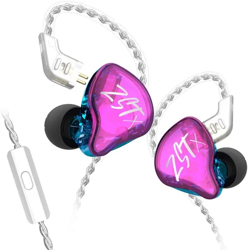 Miniatura 12 de KZ ZST X Monitores intrauditivos, auriculares ZSTX híbridos dinámicos con doble controlador mejorado, auriculares HiFi estéreo IEM con cable Cian