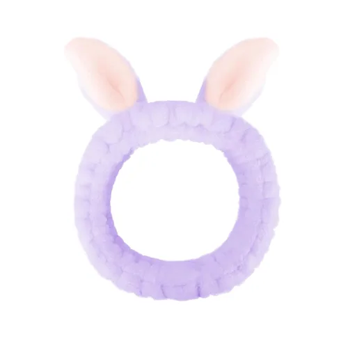 Jowmoy Bonita diadema de orejas de conejo, diseño de ojo de rana, elástica para lavar la cara, para mujeres, maquillaje, ducha, spa. Q-Orejas de