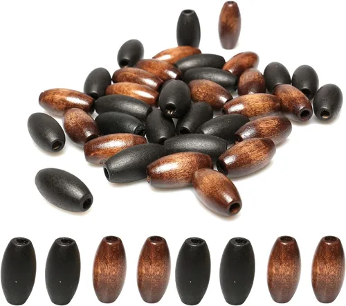 Miniatura 18 de 500 cuentas de madera ovaladas de 6 x 8mm, pequeñas cuentas espaciadoras de madera marrones con forma de grano de arroz, cuentas sueltas de madera