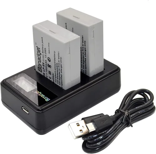 Bonadget Paquete de 2 baterías LP-E8 y cargador dual LCD compatible con cámara digital Canon Rebel T3i T5i T2i T4i, EOS 700D 600D 550D 650D, Kiss X4