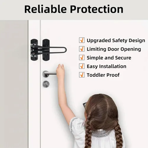 Miniatura 4 de Cerradura de Barra Oscilante Alise, Cerradura de Puerta para Puertas Frontales y Puertas Interiores, Pestillo de Seguridad de Puerta para la Negro