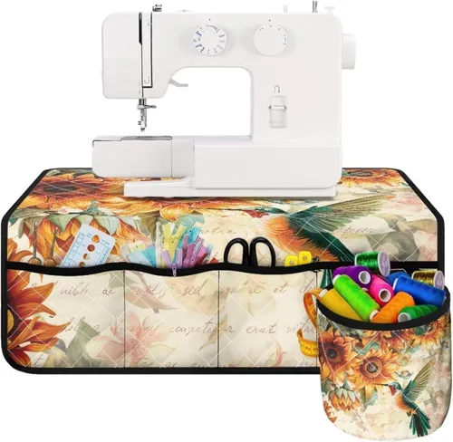 Miniatura 2 de Tapetes para máquina de coser de girasol y colibrí para mesa con bolsillos, para máquinas de coser de Acción de Gracias, alfombrillas para reducir