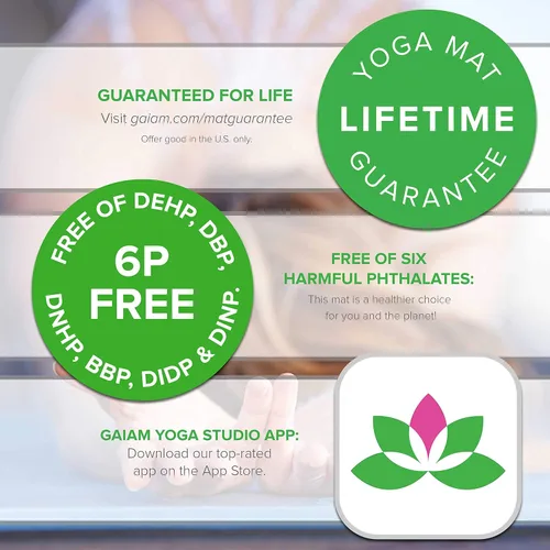 Miniatura 4 de Gaiam tapete de yoga prémium, estampado, extra grueso y antideslizante, de 15/64 pulgadas, para todo tipo de yoga, de pilates y de ejercicios