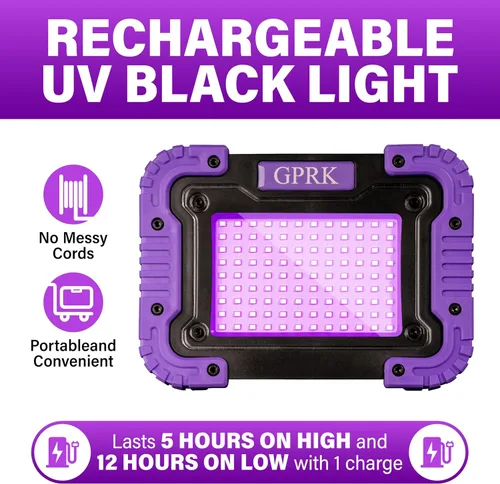 Miniatura 4 de Luz negra recargable - Luz negra UV alimentada por batería, portátil, luz de inundación ultravioleta inalámbrica de 395 nm para fiestas brillantes