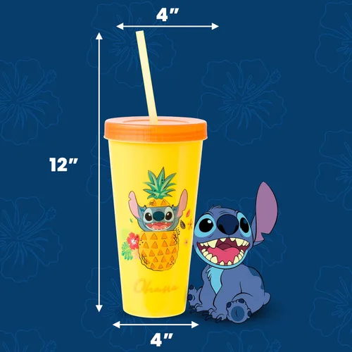 Miniatura 4 de Silver Buffalo Disney Lilo and Stitch Tropical Poses - Paquete de 4 vasos de plástico que cambian de color, 24 onzas Poses tropicales de Lilo