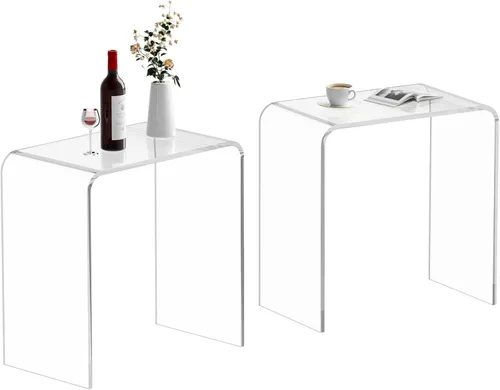 Miniatura 9 de Mesa auxiliar acrílica, mesa auxiliar de acrílico, mesa de centro transparente/mesita de noche para sala de estar, balcón, dormitorio, espacio