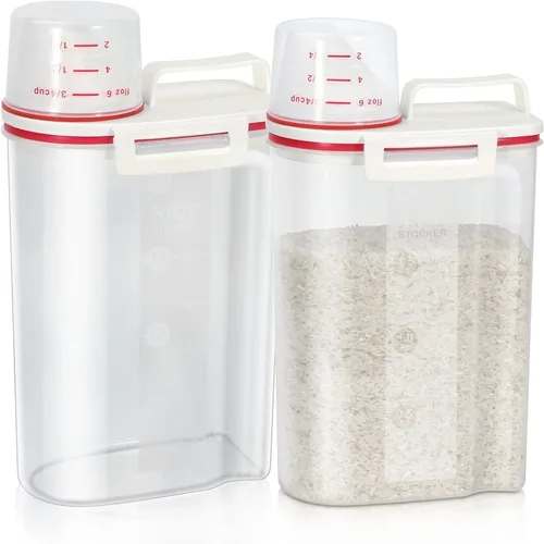 Miniatura 14 de TBMax Contenedor de arroz 1.8 kg / 4 libras Dispensador de arroz con taza de medición, contenedor de almacenamiento de alimentos para cocina