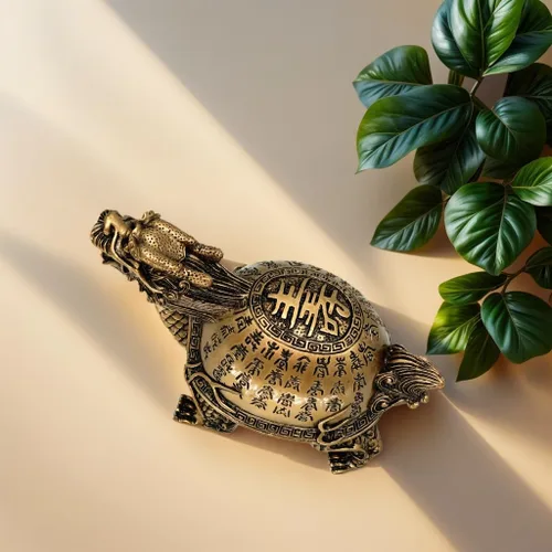 Miniatura 2 de Estatua de tortuga de dragón de Feng Shui Longevity para decoración de oficina en casa - 5 pulgadas de largo