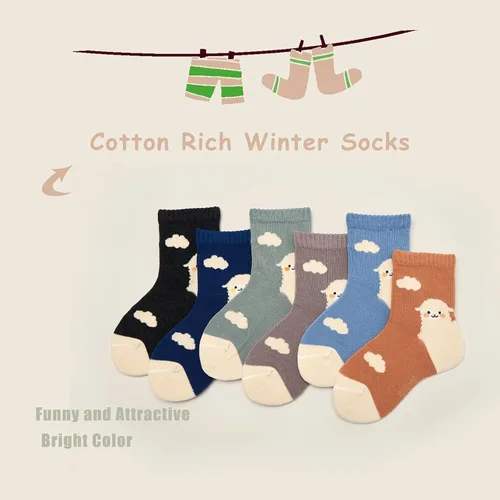 Miniatura 7 de Aisyee Calcetines de algodón para niños, calcetines sin costuras para niños, calcetines coloridos de cuarto de punto, paquete de 6