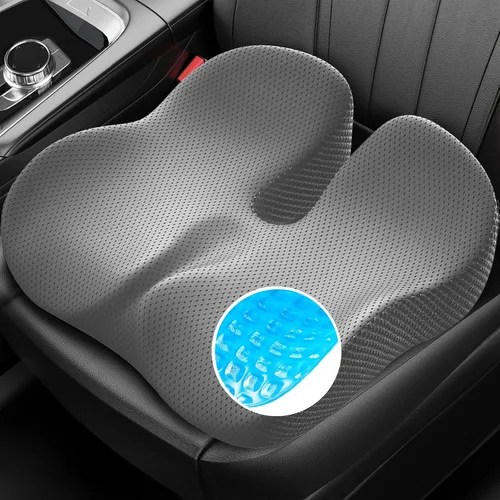 ZIKEE Cojín de Gel para Asiento de Silla de Oficina y Asiento de Carro con Zonificación Ergonómica, Cojín de Espuma con Memoria para Ciática,