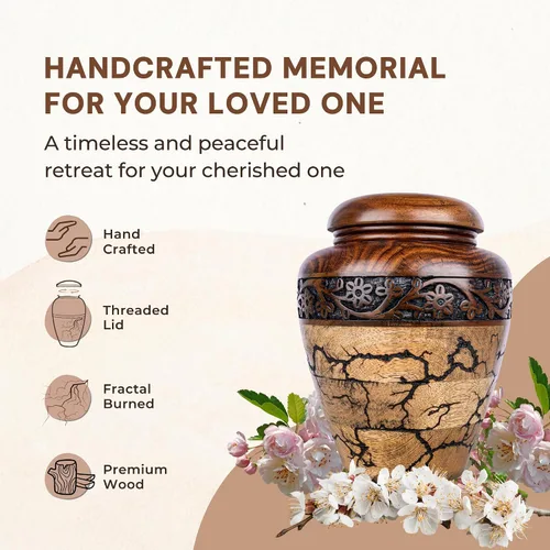 Miniatura 2 de Urna de Cremación para Cenizas Humanas Adultas Masculinas o Femeninas, Urna de Madera, Memorial Tallado a Mano, Urna Adulta Grande, Urna