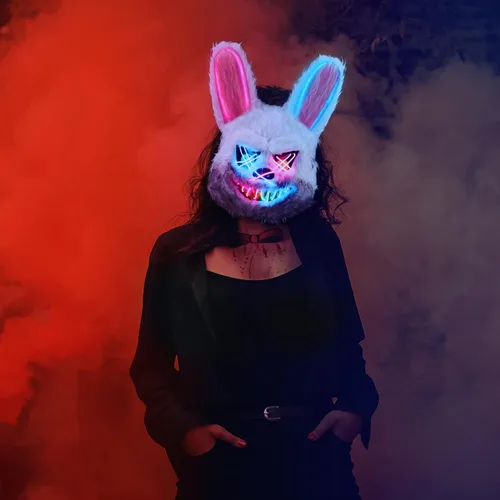 Miniatura 7 de Halloween Purification Mask, Easter Bear/Rabbit Mask Hacker Anonymous V/Costume Party Role Playing Easter Animal Toys Máscara de conejo