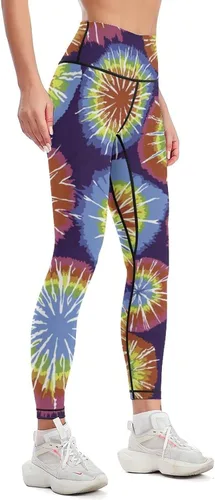 Miniatura 4 de Rainbow Dots Tie Dye High Waist Yoga Pants Tummy Control Stretch Leggings for Women