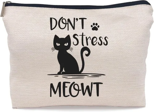 Miniatura 7 de Divertida bolsa de maquillaje para gatos, bolsa de cosméticos pequeña con cremallera, regalos de cumpleaños para amantes de los gatos, mujeres, Cat-a