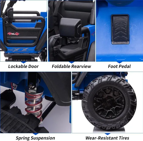 Miniatura 3 de Coche eléctrico de 2 plazas para niños de 24V con control remoto, 2 motores de 120W alimentados por batería, asientos extra grandes de 20" + ruedas