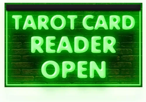 180087 Lector de cartas de tarot psíquico abierto tienda decoración ventana pantalla LED luz neón letrero (12 x 8 pulgadas, verde)