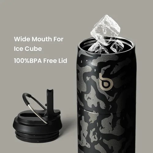Miniatura 5 de BOTTLE BOTTLE Botella de agua de acero inoxidable con popote y tapa, taza aislada al vacío de 32 onzas, se mantiene fría y caliente, botellas