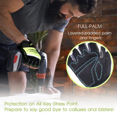 Miniatura 2 de AIGEVTURE Guantes de trabajo sin dedos para hombres, guantes de trabajo Framer, multiusos, ajuste de rendimiento, transpirables, duraderos