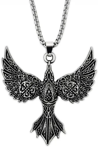 HAQUIL Collar de cuervo, colgante de tótem de cuervo volador celta, regalo de joyería de cuervo para hombres y mujeres