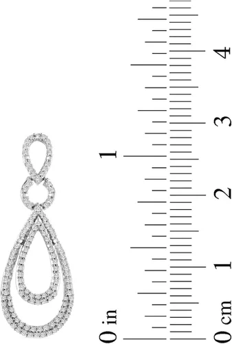 Miniatura 3 de Arete de plata fina con gotas con diamantes (12 quilate en peso total)