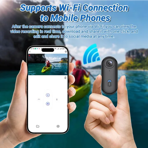 Miniatura 3 de Cámara de acción 4K, cámara corporal portátil con 64 GB, grabación manos libres WiFi POV cámara con funda impermeable, clip trasero, tamaño pulgar