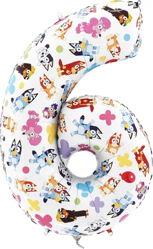 Miniatura 6 de Toyland® - Globo de 66 cm con números de papel de aluminio de Bluey y Bingo - Globos para fiestas de niños - Números del 1 al 5 disponibles