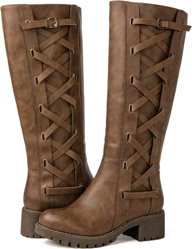Miniatura 2 de GLOBALWIN Women's Boots Back Lace Up Fall Winter Fashion Knee High Boots For Women